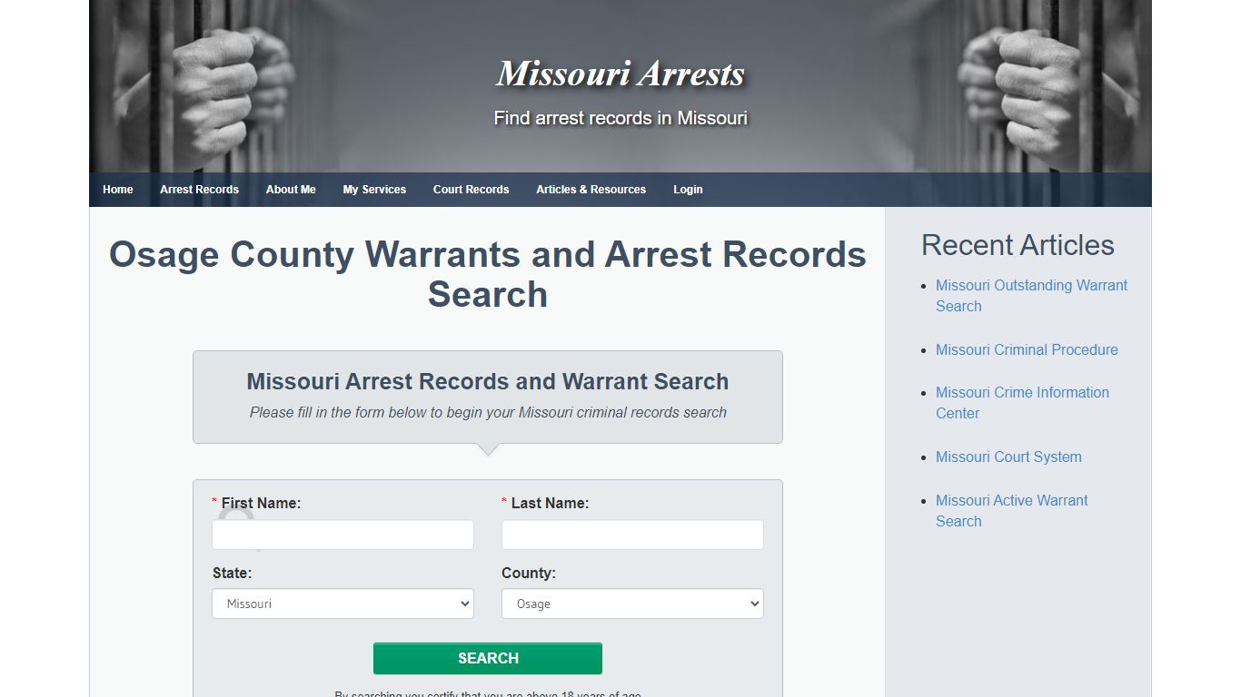 Osage County Warrants and Arrest Records Search - Missouri ...