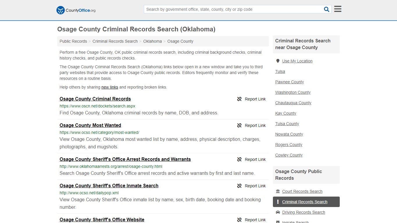 Criminal Records Search - Osage County, OK (Arrests, Jails ...